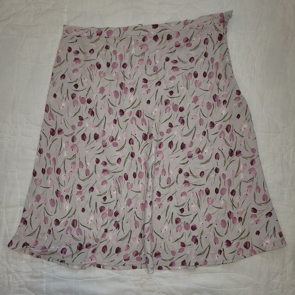 Large pink hue floral skirt